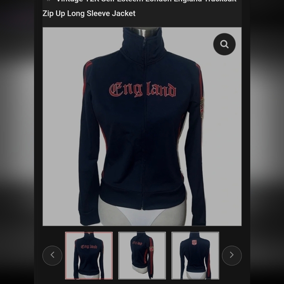 Vitange Y2K Self Esteem London Englad Tracksuit Top Only Zip Up - Picture 4 of 8